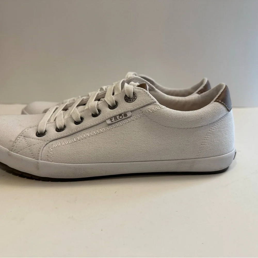 Taos Star Burst Canvas Lace-up Casual SneakerWith Brown Leather Accents Size 9.5 - Picture 5 of 12